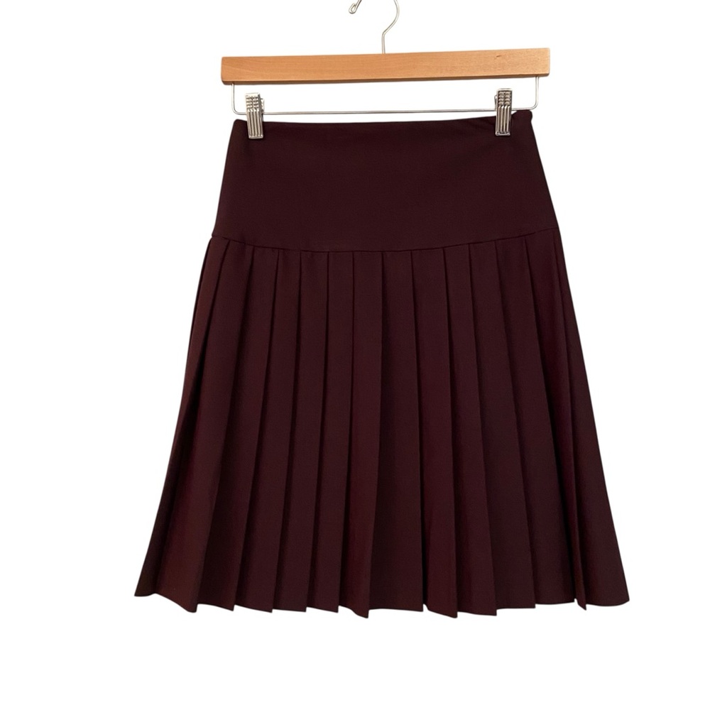 Theory Dark burgundy Pleated Skater Skirt